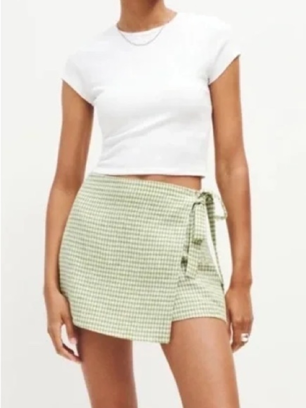 Reformation Eva gingham 100% linen wrap skort size 6
